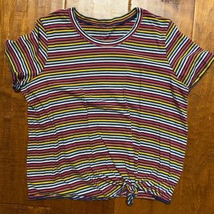 Madewell Rainbow Stripe Crop-Tie T-Shirt!